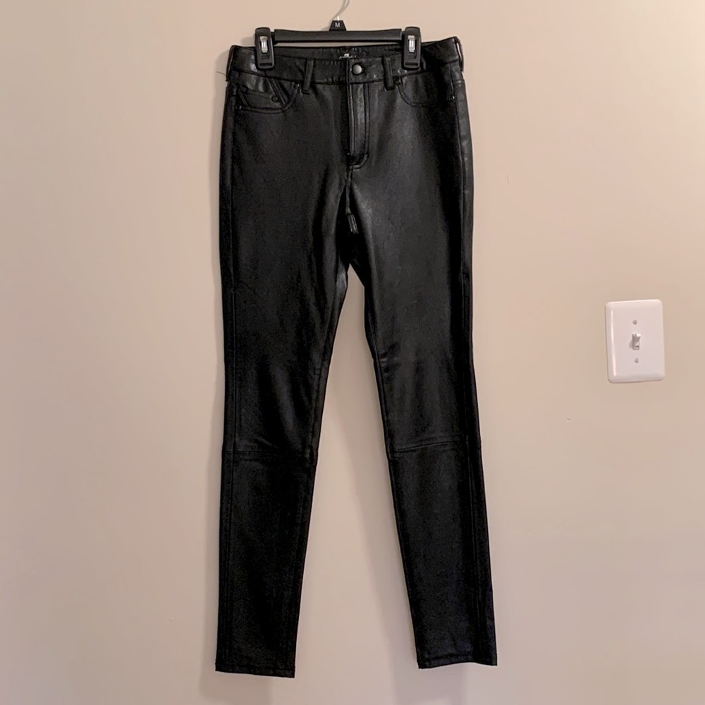7 for all mankind black vegan leather skinny pants. Size small.